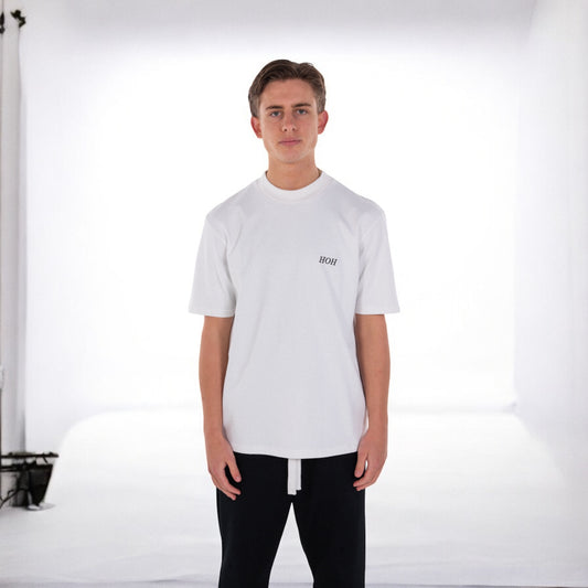 HEAVYWEIGHT WHITE T-SHIRT BLACK EMBROIDERY - STAPLE COLLECTION