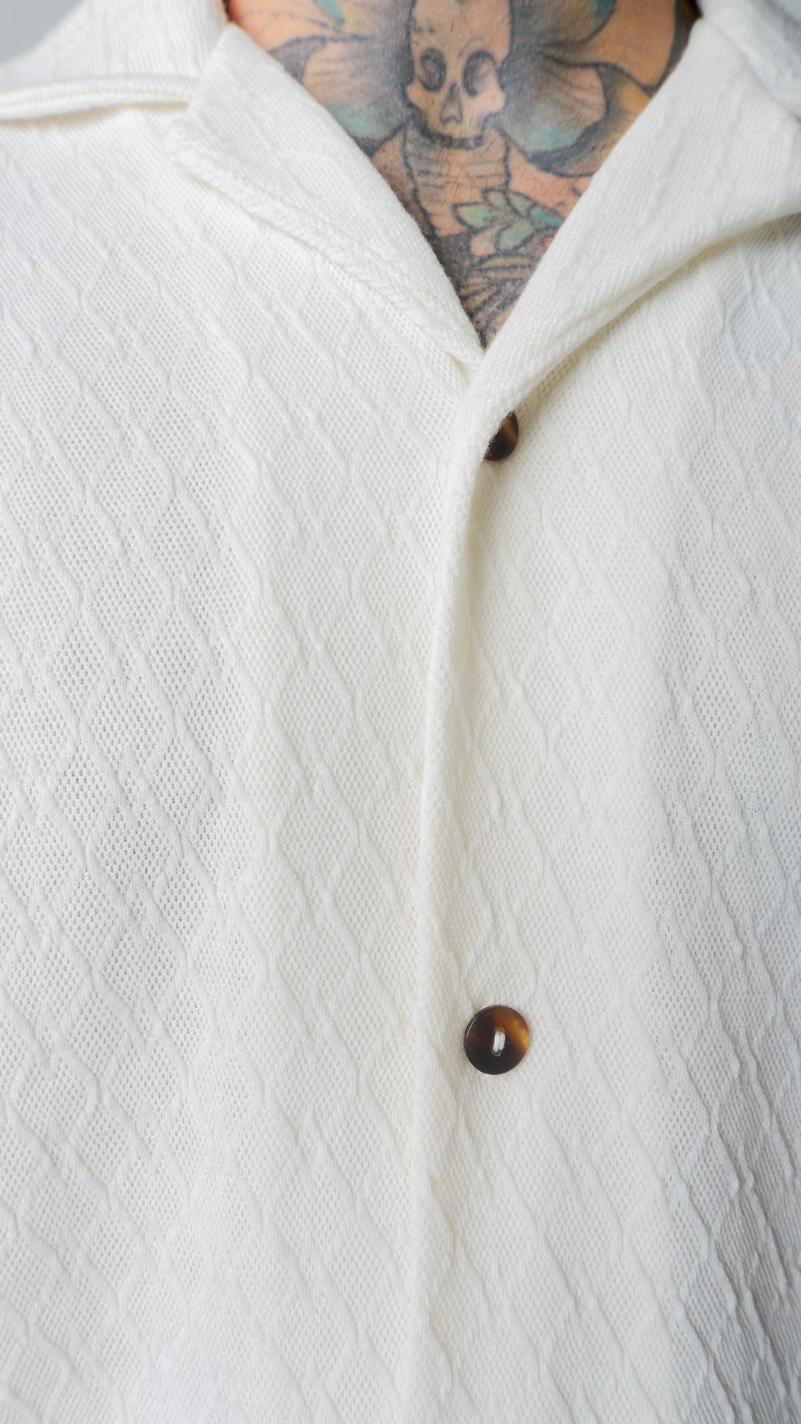 BEIGE CUBAN COLLAR SHIRT - BRIDGETOWN COLLECTION