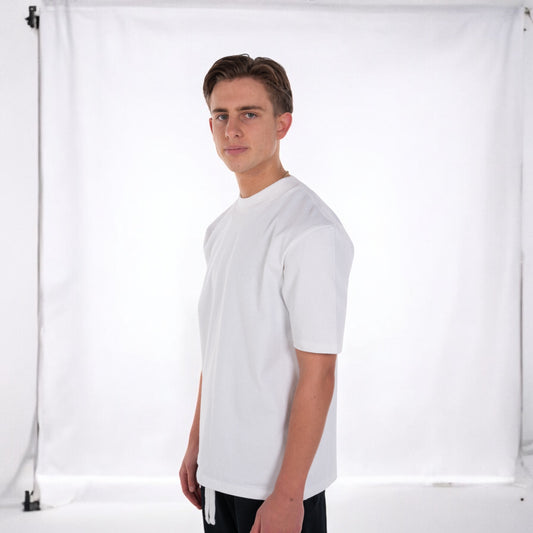 HEAVYWEIGHT WHITE T-SHIRT WHITE EMBROIDERY - STAPLE COLLECTION