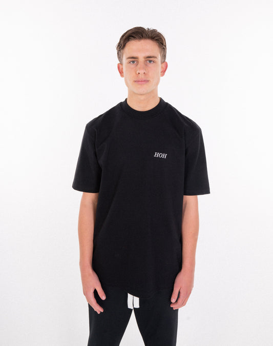 HEAVYWEIGHT BLACK T-SHIRT WHITE EMBROIDERY - STAPLE COLLECTION