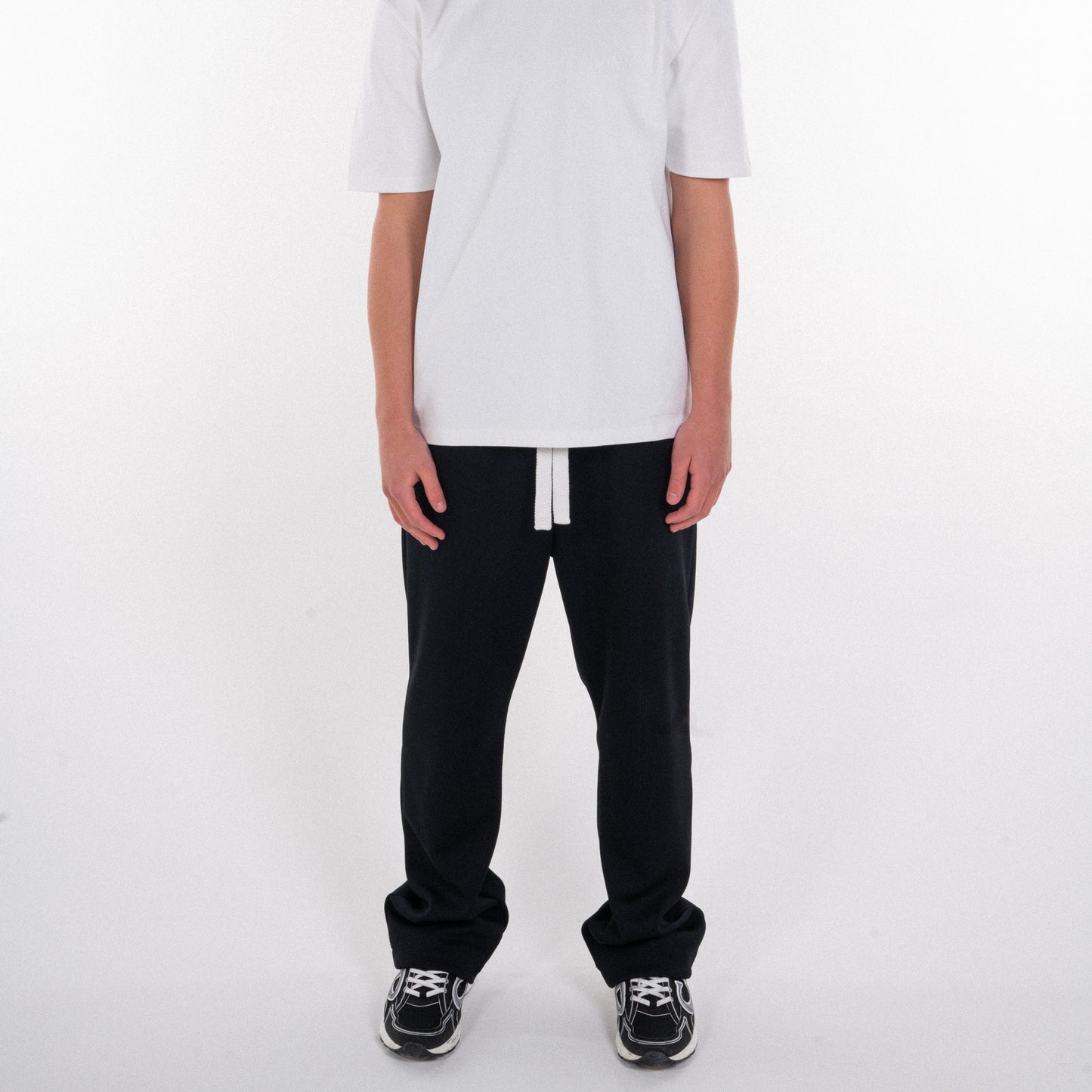 BLACK RIBBED TROUSERS WHITE DRAWSTRING - STAPLE COLLECTION