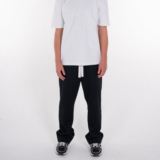 BLACK RIBBED TROUSERS WHITE DRAWSTRING - STAPLE COLLECTION