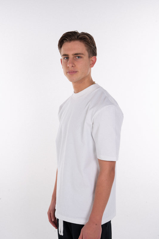 HEAVYWEIGHT WHITE T-SHIRT WHITE EMBROIDERY - STAPLE COLLECTION