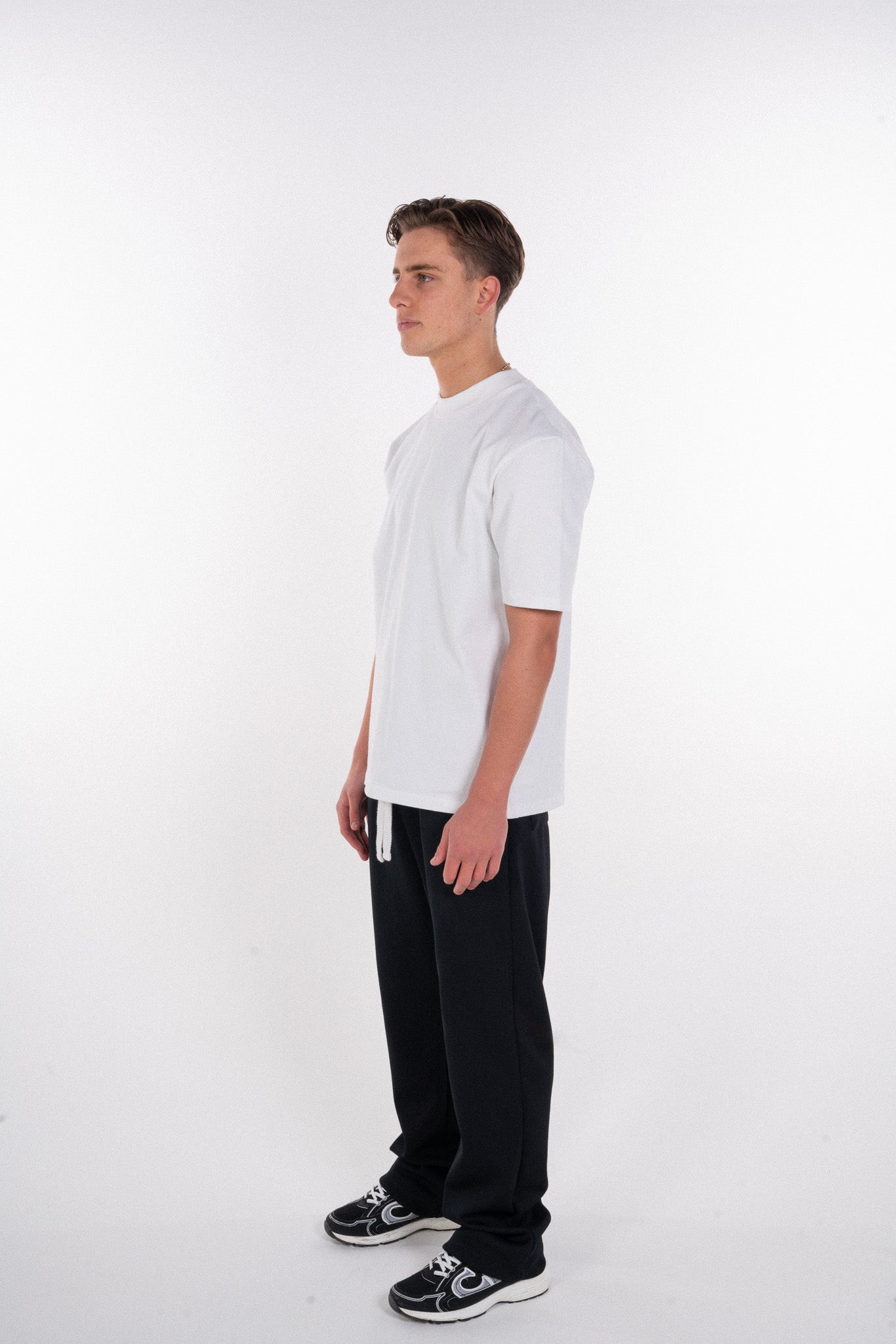 BLACK RIBBED TROUSERS WHITE DRAWSTRING - STAPLE COLLECTION