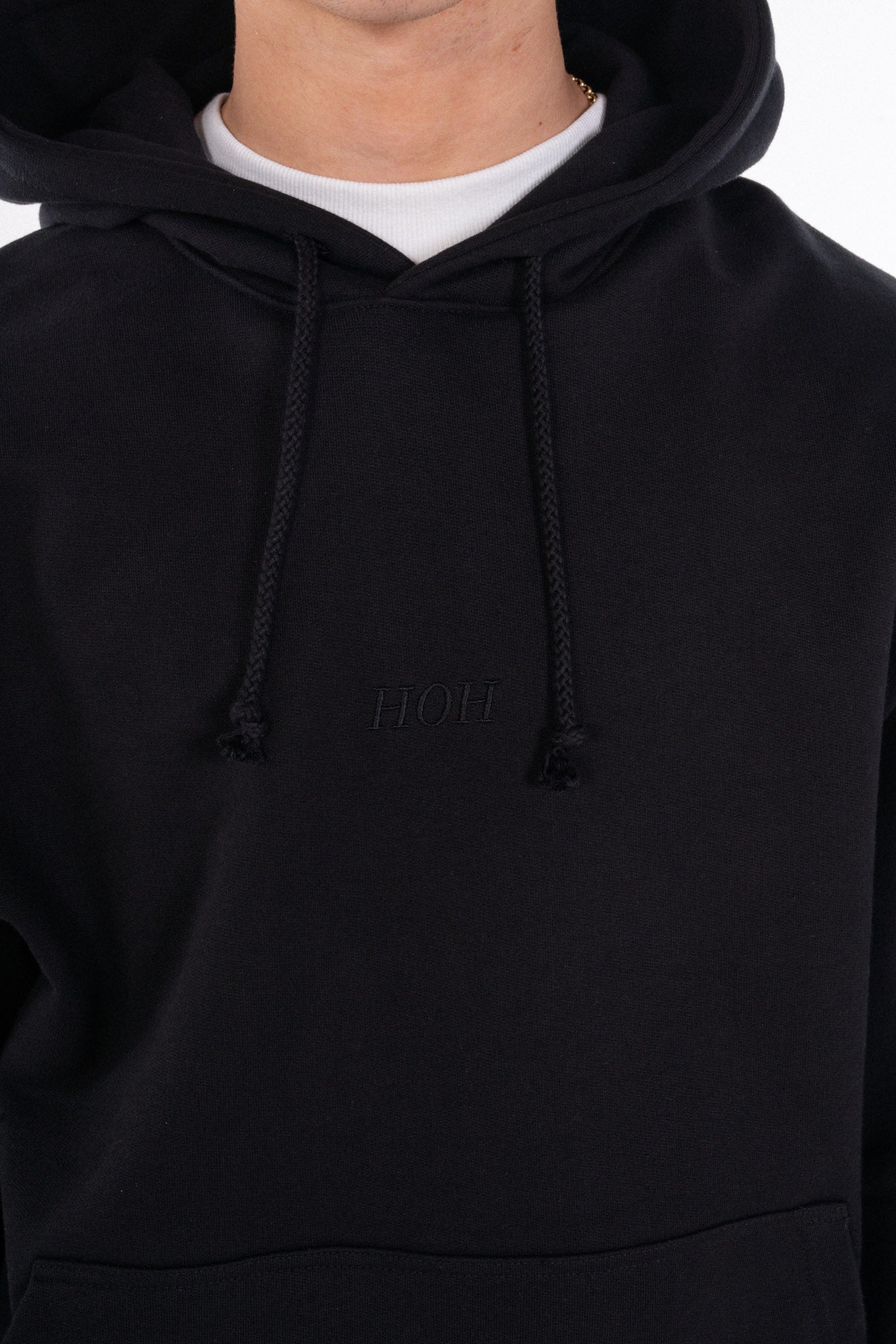 HEAVYWEIGHT BLACK HOODIE BLACK EMBROIDERY- STAPLE COLLECTION