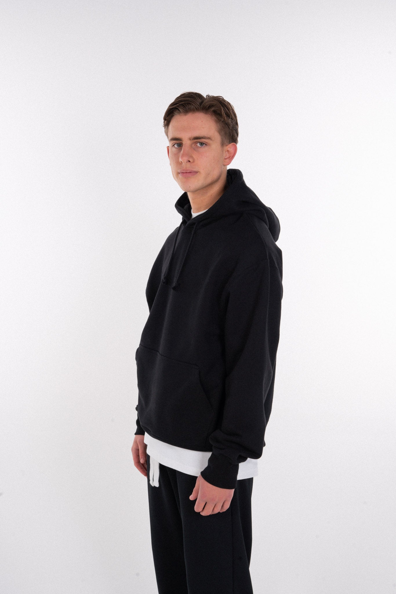 HEAVYWEIGHT BLACK HOODIE BLACK EMBROIDERY- STAPLE COLLECTION