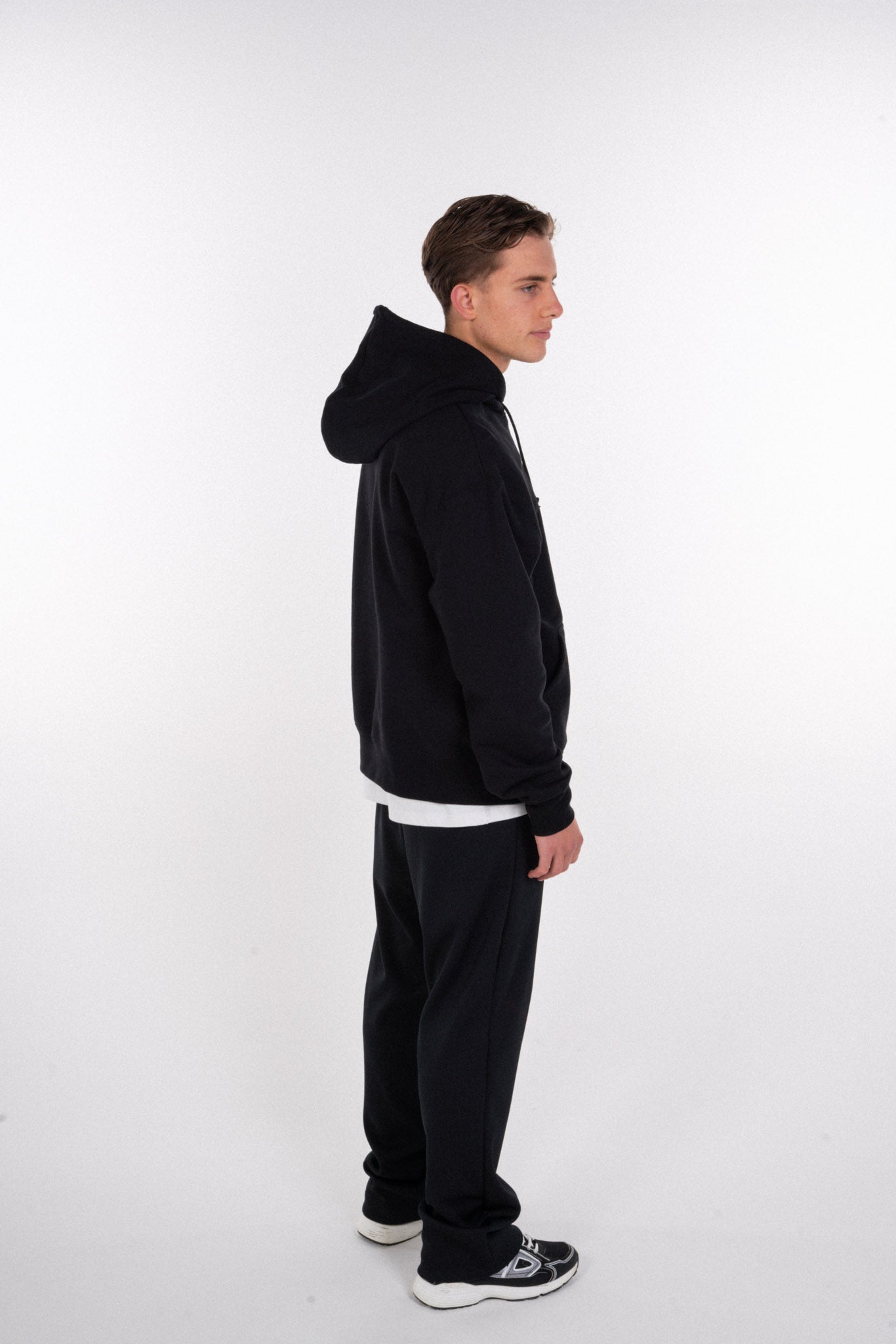 HEAVYWEIGHT BLACK HOODIE BLACK EMBROIDERY- STAPLE COLLECTION