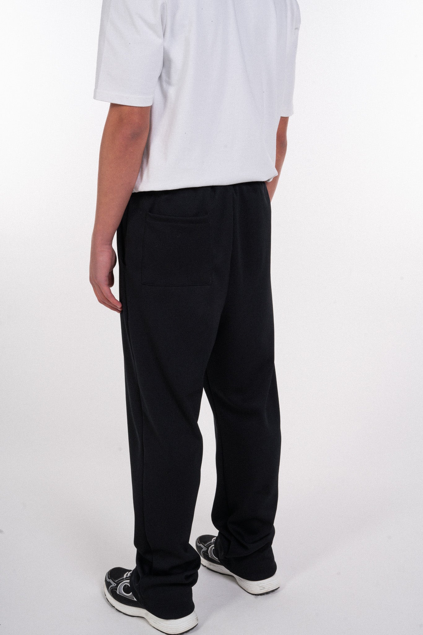 BLACK RIBBED TROUSERS WHITE DRAWSTRING - STAPLE COLLECTION