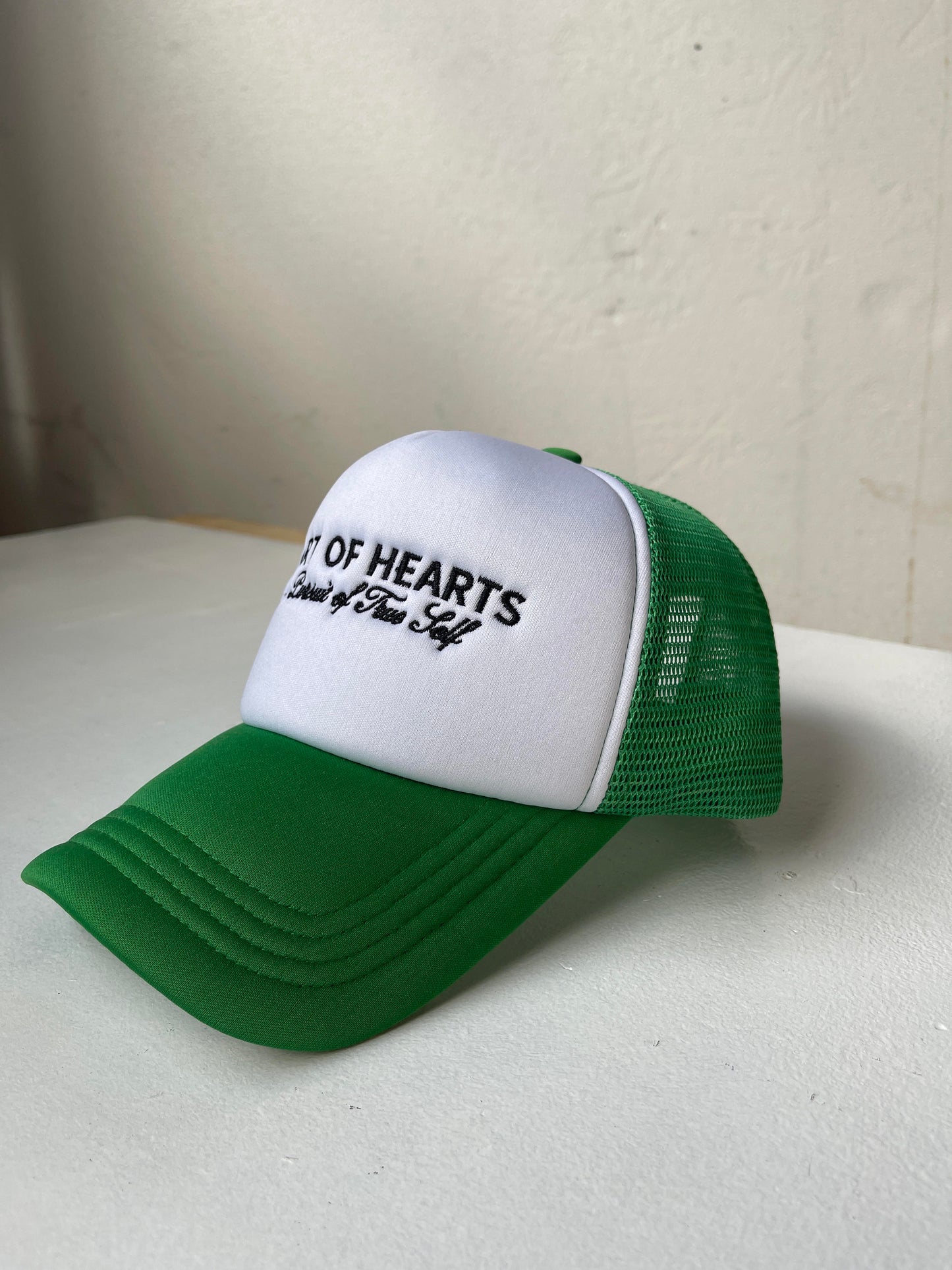 GREEN AND WHITE FOAM TRUCKER CAP - PURSUIT COLLECTION